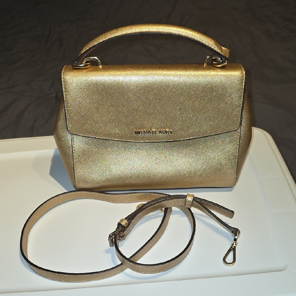 Michael Kors Gold Satchel Bag - Picture 15 of 16